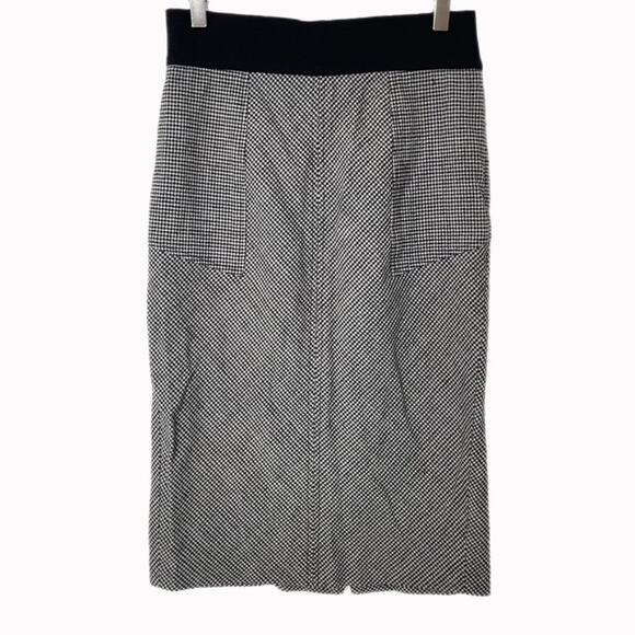 Diane Von Furstenberg Wool Houndstooth Pencil Midi Skirt Sz 6 - Picture 1 of 4